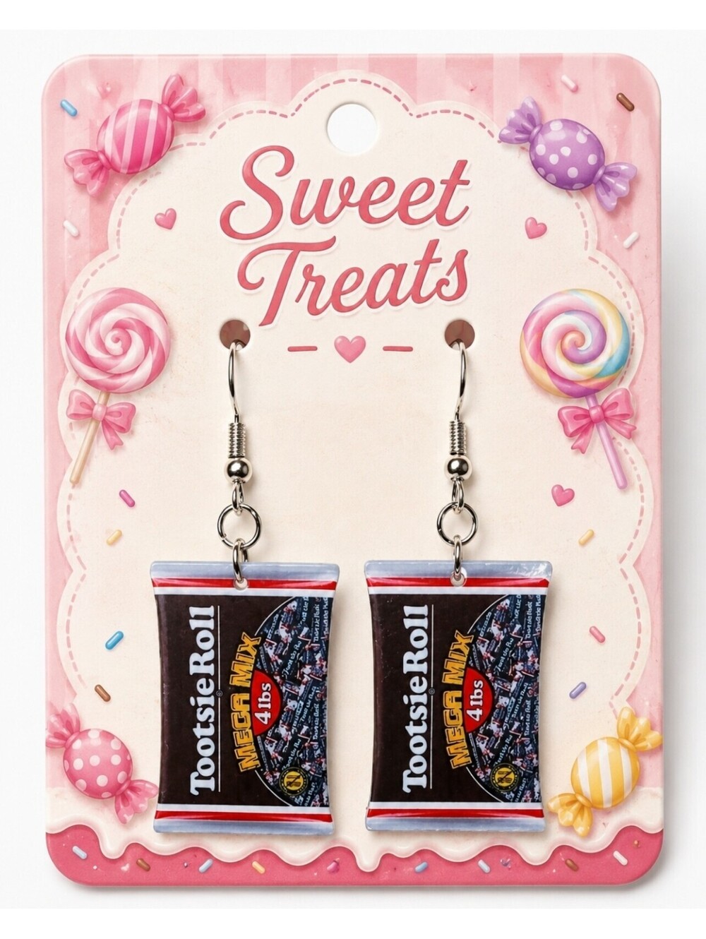 Fun Jewelry Mini Tootsie Rolls Nostalgic Candy Novelty Hypoallergenic Earrings